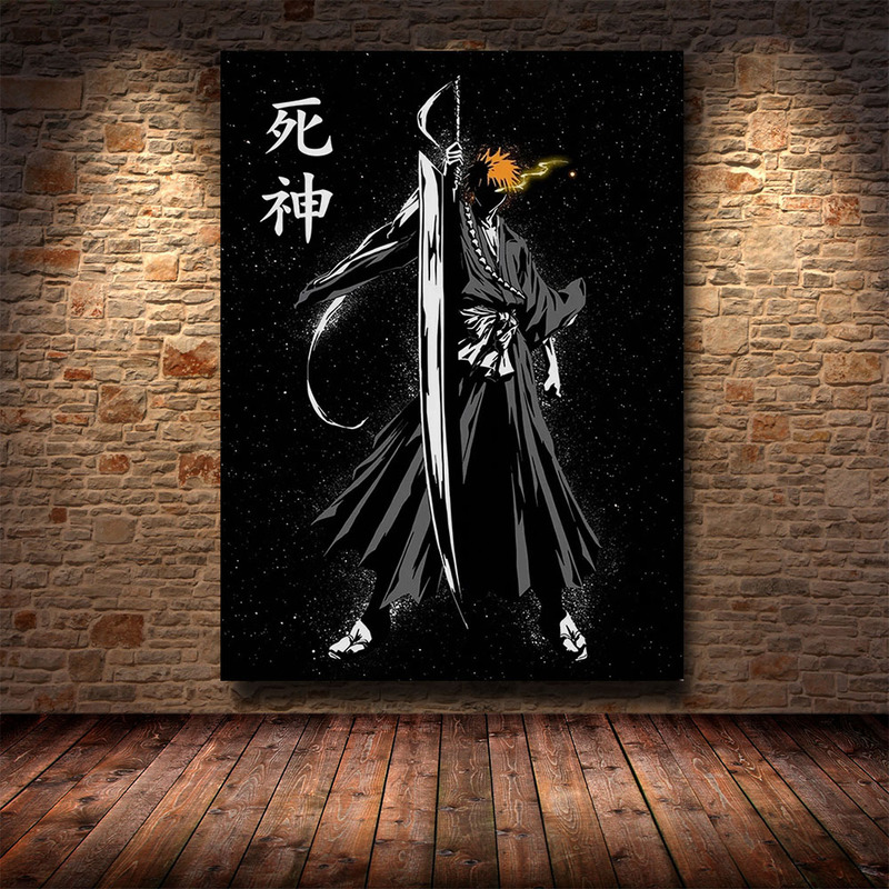 Affiche murale d'anime classique japonais Kurosaki Ichigo, peinture sur toile, image de décoration intérieure, art mural, BLEAménagement n° 1