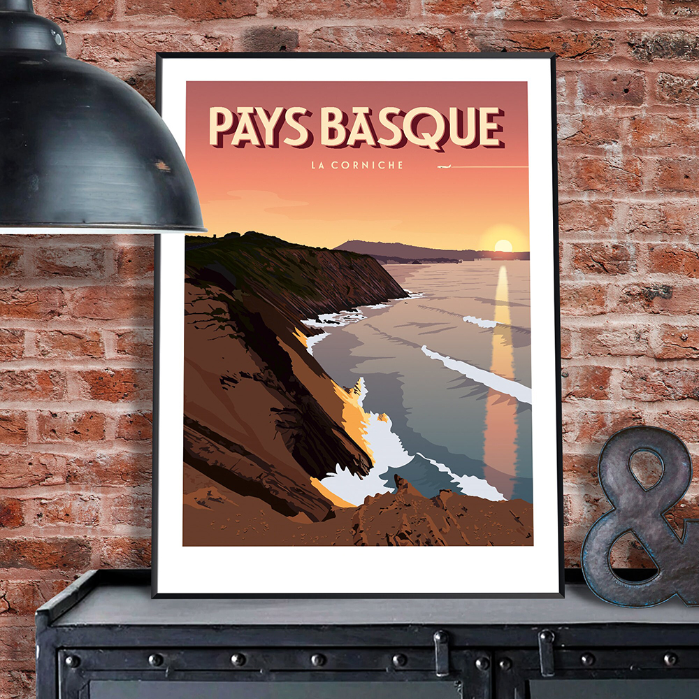 Affiche de voyage de Saint-د, Espagne, Pays Basque, Art mural nordique, Peinture sur toile, Paysage océanique, Décoration d'intérieur n° 3