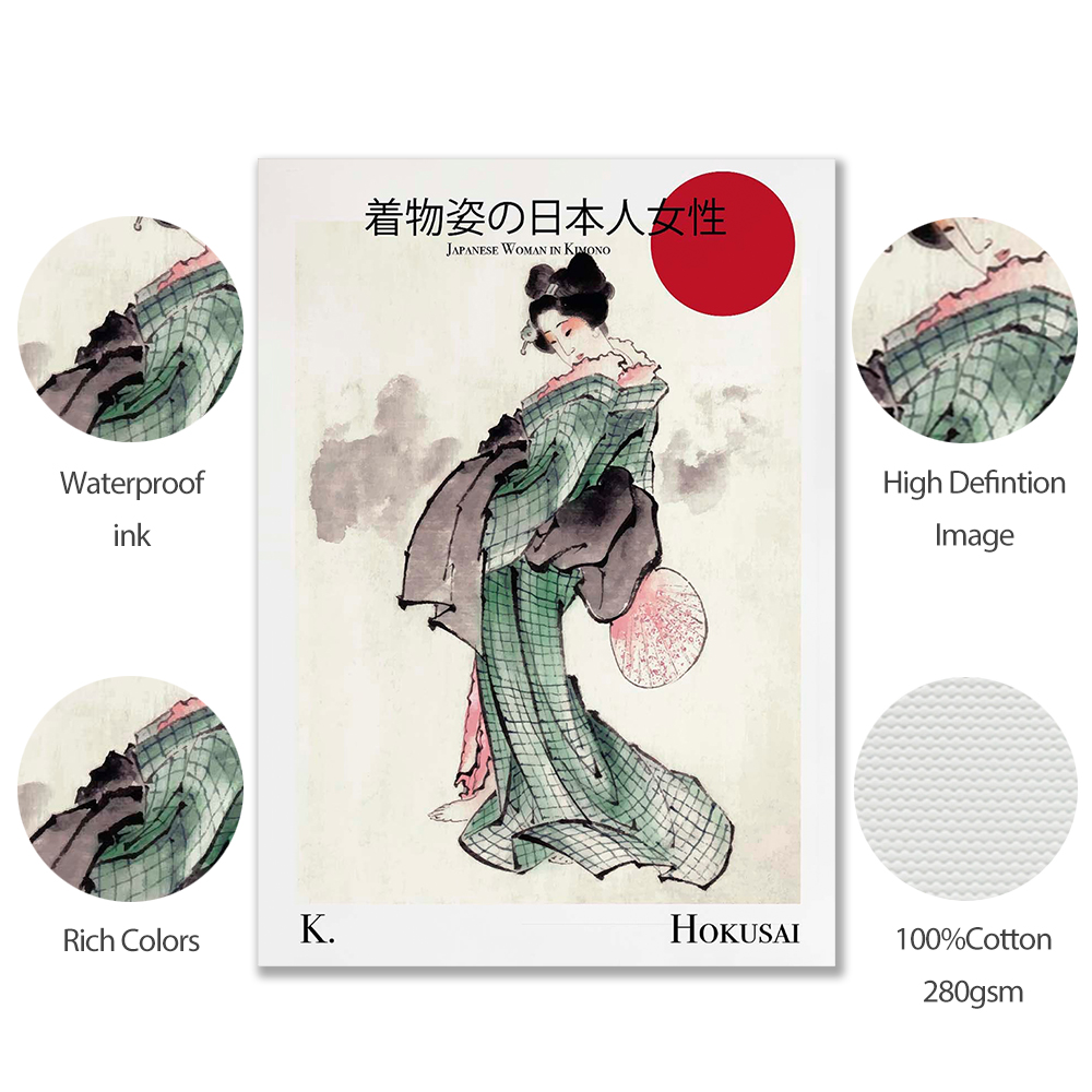 Affiche vintage de l'artiste japonais Yayoi, Ohara Koson, affiche d'art Hokusai Geisha, toile classique, art mural personnalisé, cadeau de décoration intérieure n° 5