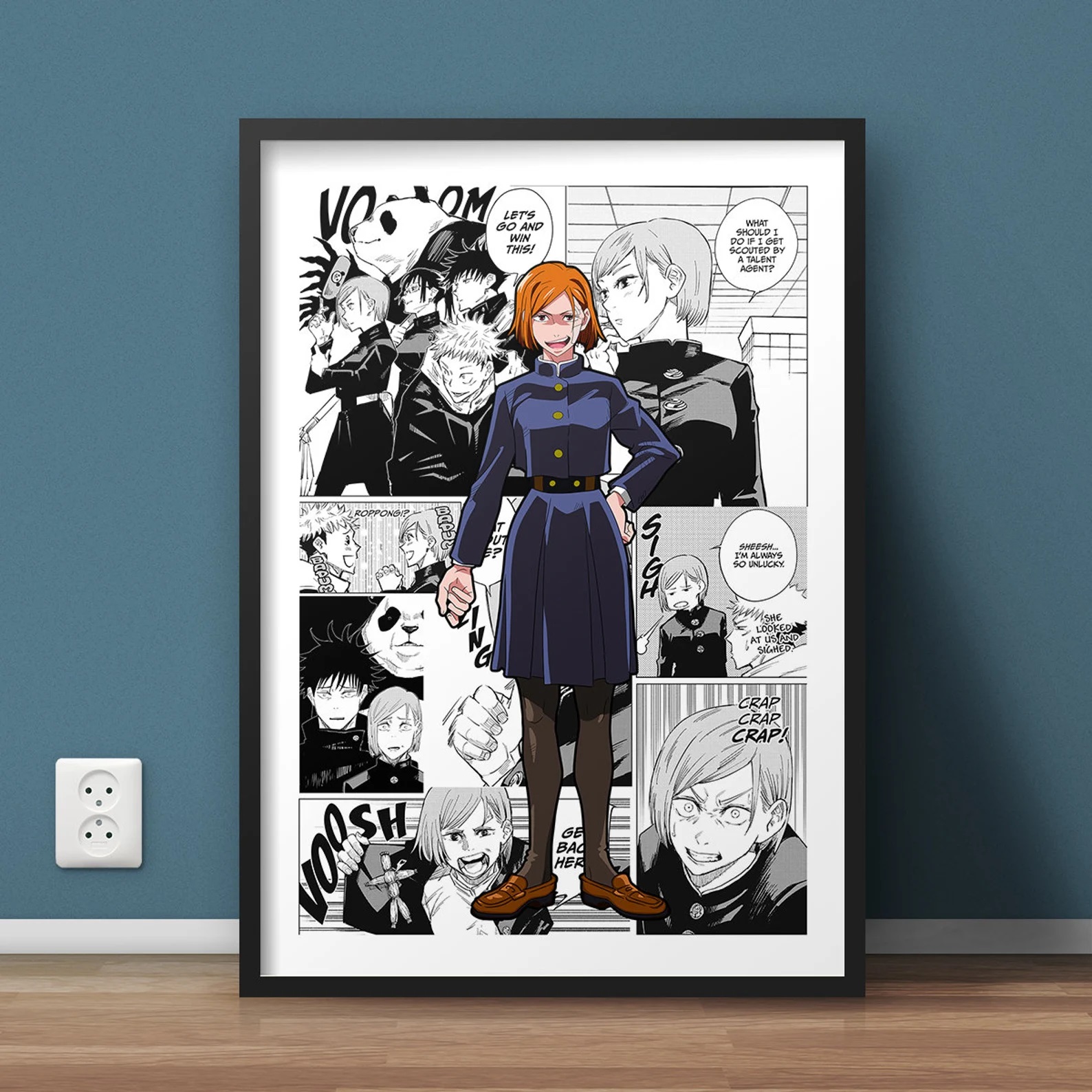 Pop Retro Anime Figure Jujutsu Kaimmense Poster Set, Gojo Yuji Poster, Black and White Canvas Print, Manga Wall Art, Kawaii Room Decor n° 4