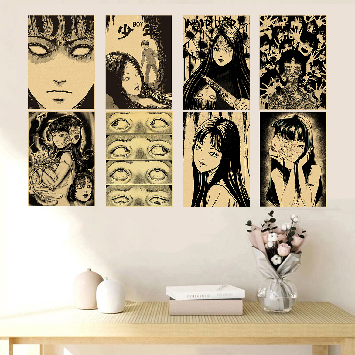 Affiches d'Horreur Japonaises Tomie Junji Ito, en Papier Kraft, Manga, Vintage, pour Décoration de Chambre, Maison, Bar, 73 n° 2