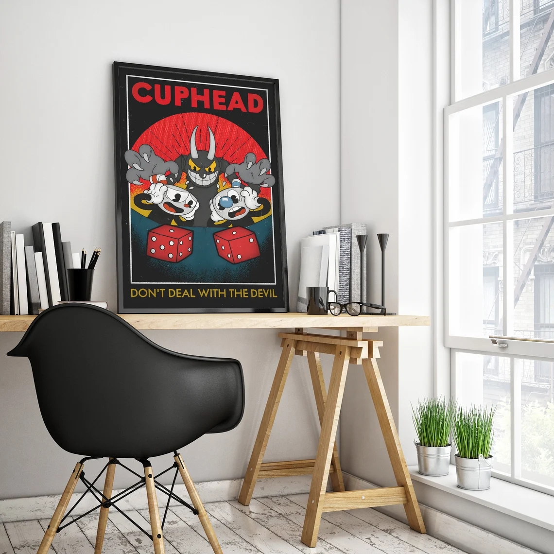 Cuphead-Affiche de jeu vidéo, personnages de dessin animé, peinture sur toile, art mural, décoration pour chambre d'enfant, maison et club n° 5