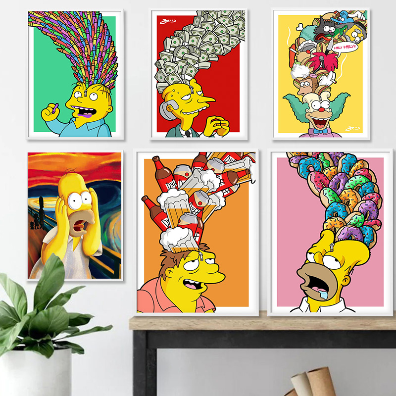 Peinture sur toile cancers classique Simpsoning, Pop Art mural, affiche de dessin animé, impression pour salon, chambre d'enfant, décoration d'intérieur, cadeaux n° 1