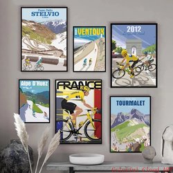 Affiches de sport de cyclisme de course de vélo de ville du monde vintage, peinture de toile d'art, France, Paris, mur, gérer pour le salon, décor à la maison small picture n° 4