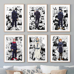 Pop Retro Anime Figure Jujutsu Kaimmense Poster Set, Gojo Yuji Poster, Black and White Canvas Print, Manga Wall Art, Kawaii Room Decor small picture n° 1