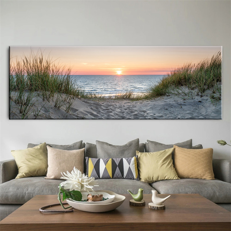 Peinture sur toile paysage Seas550Beach, affiches d'art mural, impressions sans cadre, Sky Island, Sand Dunes Tail, Enge, décoration d'intérieur n° 1