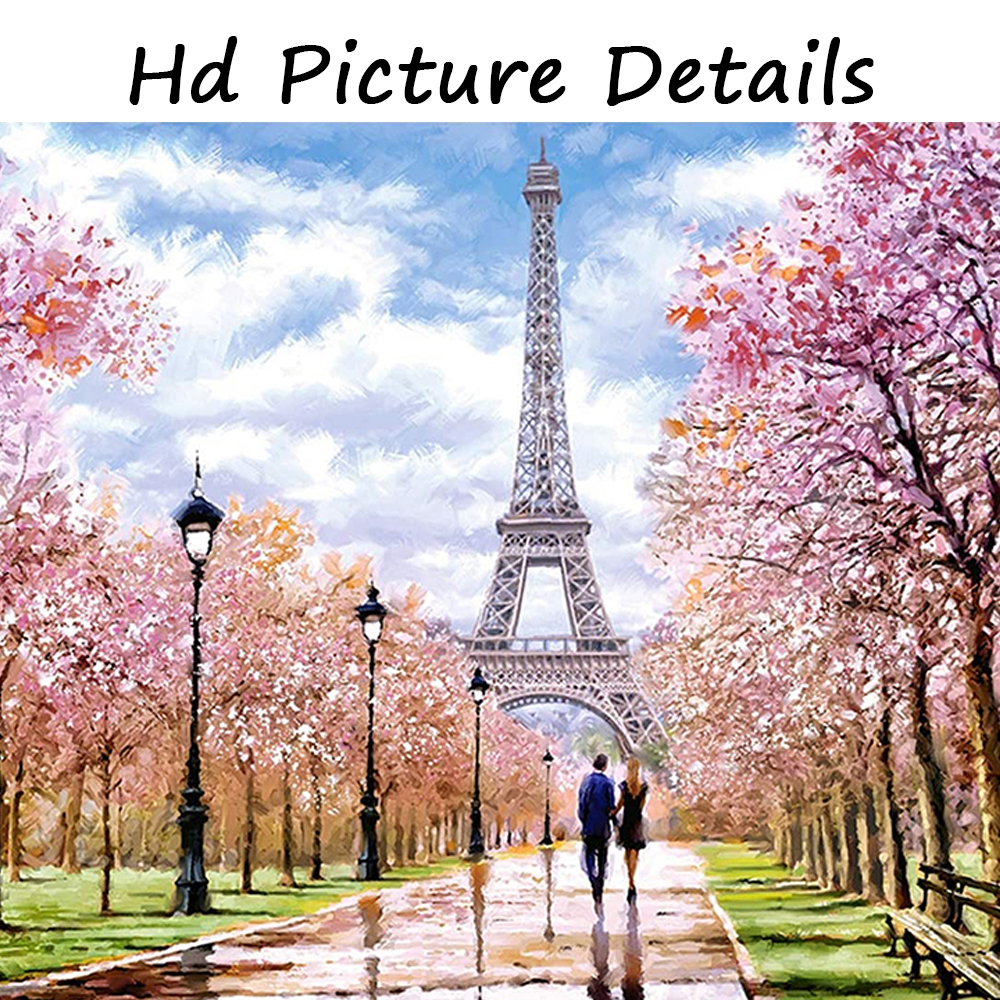 Toile à l'huile avec Couple, France, Paris, tour Eiffel, peinture abstraite de paysage, affiches et imprimés, photos d'art murales, décor de maison, sans cadre n° 5