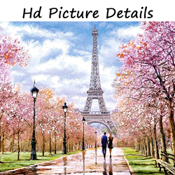 Toile à l'huile avec Couple, France, Paris, tour Eiffel, peinture abstraite de paysage, affiches et imprimés, photos d'art murales, décor de maison, sans cadre small picture n° 5