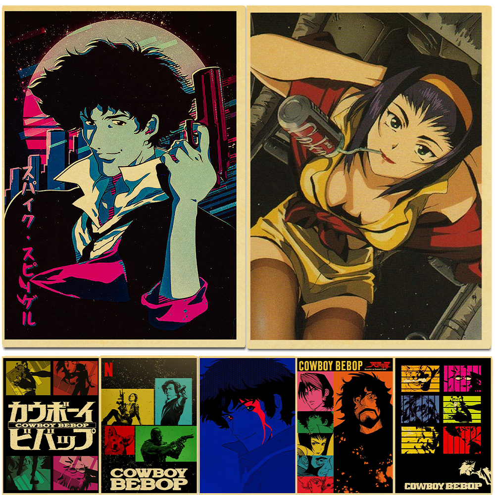 Affiche Vintage Cowboy Bebop, Japon Anime, Peinture Imprimée, Papier Kraft, Toile Rétro, Image, Salon, Maison, Chambre, Décor de Bar, Nouveau n° 1