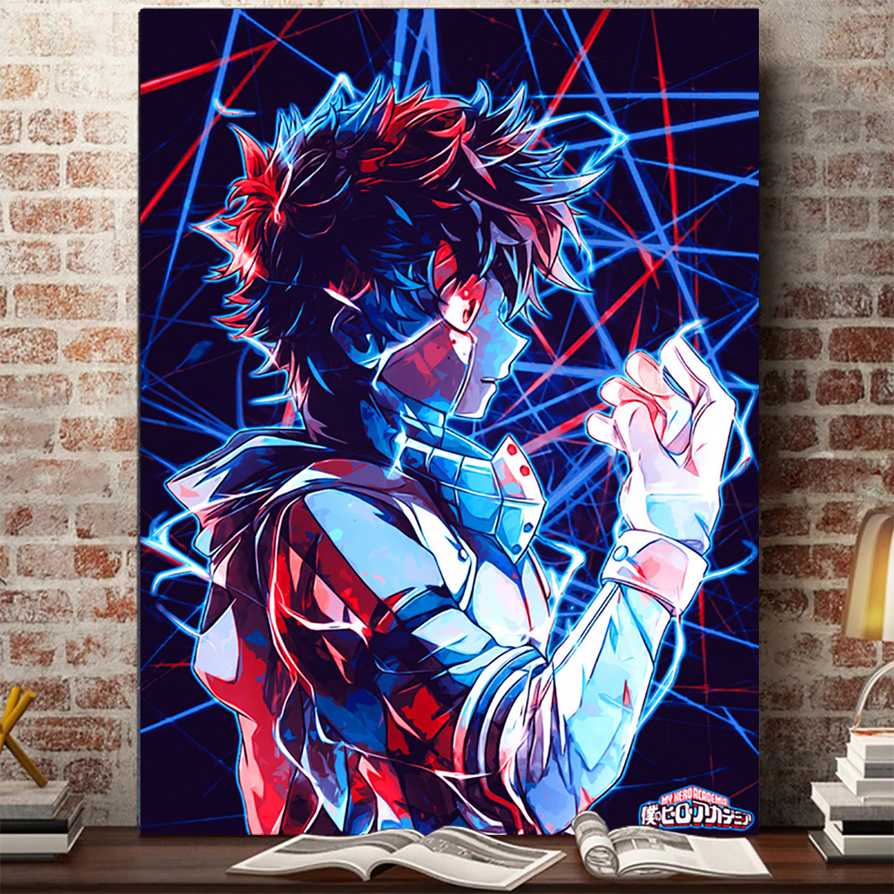 Peinture sur toile d'art mural, affiches d'anime japonais, impression de manga My ForeAcademia, décoration de chambre de garçon, BNHA Deku n° 2