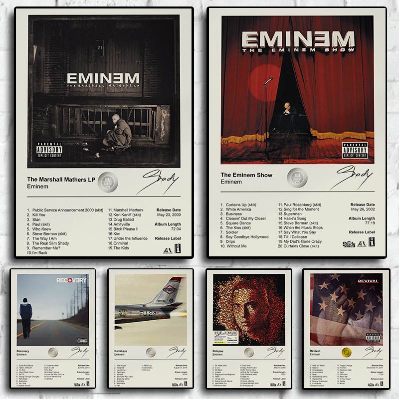 Album de musique Star Eminem années 80, art hip hop, rap rétro, gérer pour salon, peinture sur toile, affiches imprimées, décoration murale pour la maison, cadeau n° 1