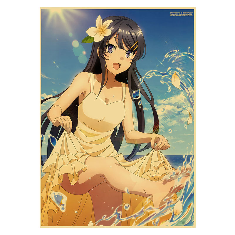 Rascal – affiche de lapin fille Senpai, décor d'art mural, peinture en papier Kraft, image imprimée, décoration de salon n° 5