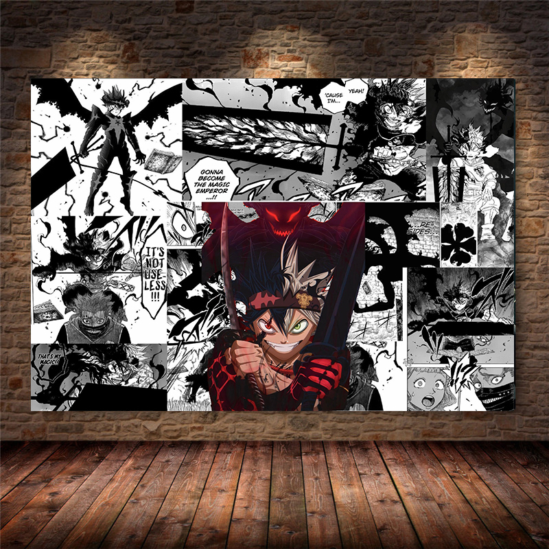 My Hero Academia Anime Figure Poster, Bakugo Tpistolet oki Dine-hawks Cartoon, Black and White Manga Decoration, Canvas Wall Art Decor n° 2