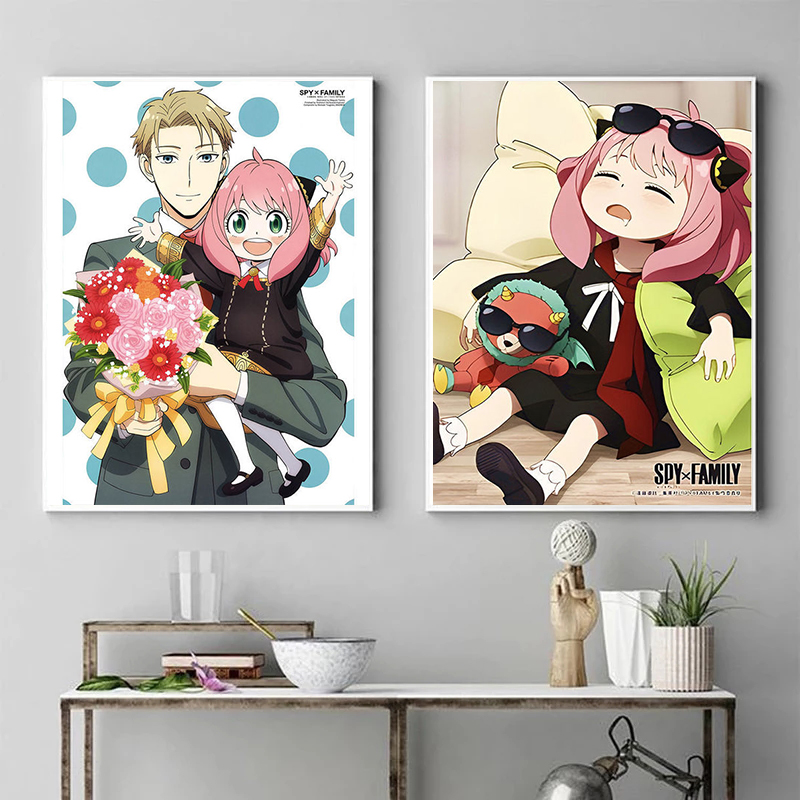 Peinture sur toile sans cadre de la famille Anya Spy X, affiche d'art décoratif, image d'anime, décoration de la maison, salon, chambre à coucher n° 3