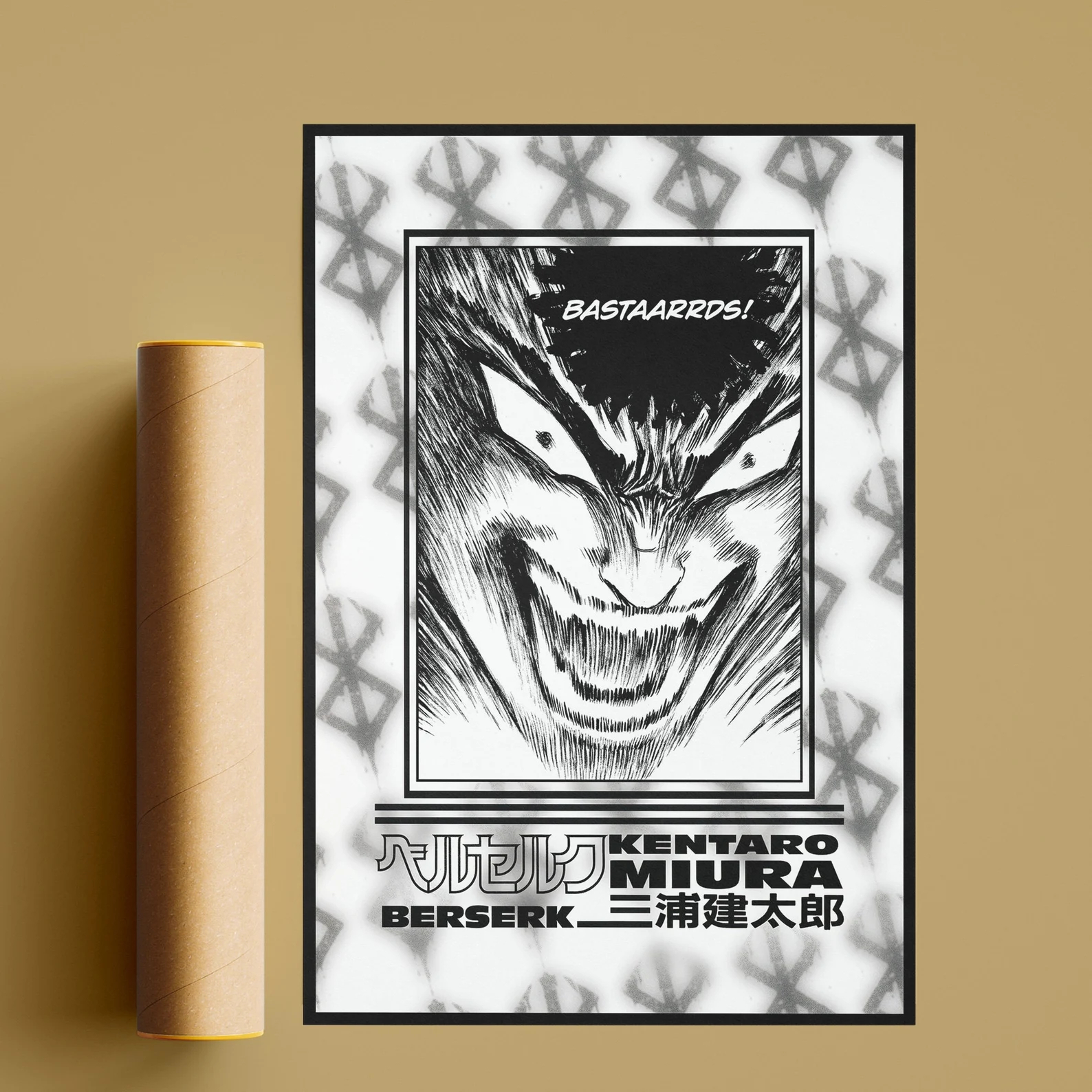 Affiche de Personnage de Dessin Animé Berserk en Noir et Blanc, Peinture sur Toile, Art Mural, Dessin Original, Bande Dessinée, Décoration de Maison et de Chambre n° 3