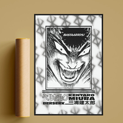 Affiche de Personnage de Dessin Animé Berserk en Noir et Blanc, Peinture sur Toile, Art Mural, Dessin Original, Bande Dessinée, Décoration de Maison et de Chambre small picture n° 3