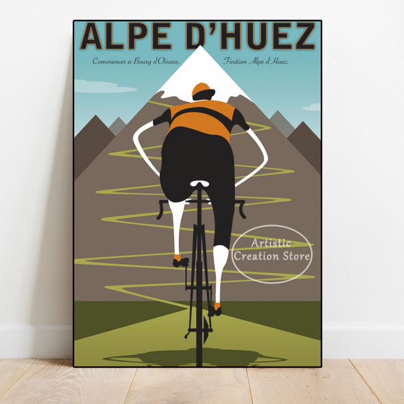 Affiche de vélo classique Tour de France, imprimés d'art rétro, peinture sur toile, décoration minimaliste de salon, images murales de maison n° 2