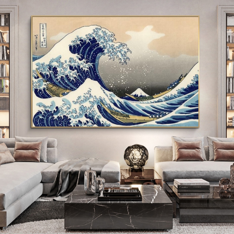 Affiches sur toile de la grande vague d'Oke Agawa, impressions d'art célèbres japonaises, art mural, décoration de salon et de maison n° 1