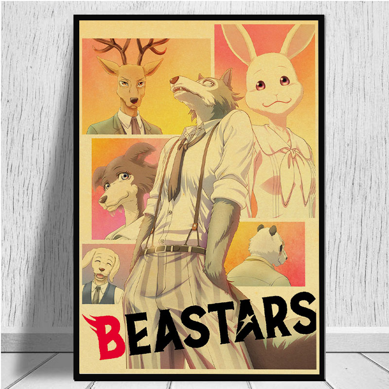 BEASTARS – affiche murale en papier Kraft pour décoration de Chambre à coucher, autocollant de style Harajuku, affiches de décoration respirantes n° 4