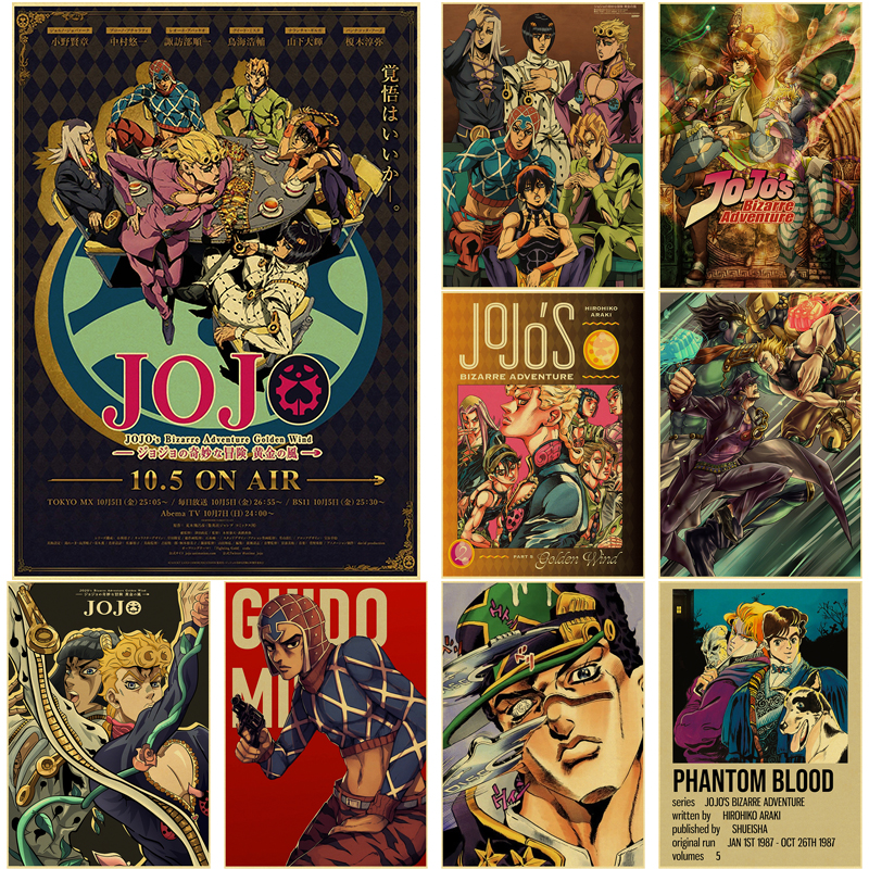 Hot Anime JoJo's Ives Arre Adventure Posters, Chain JO, Retro, Kraft Paper, Vintage Room, Home Bar, Aesthetic Art Wall Customs, 73Decor n° 1