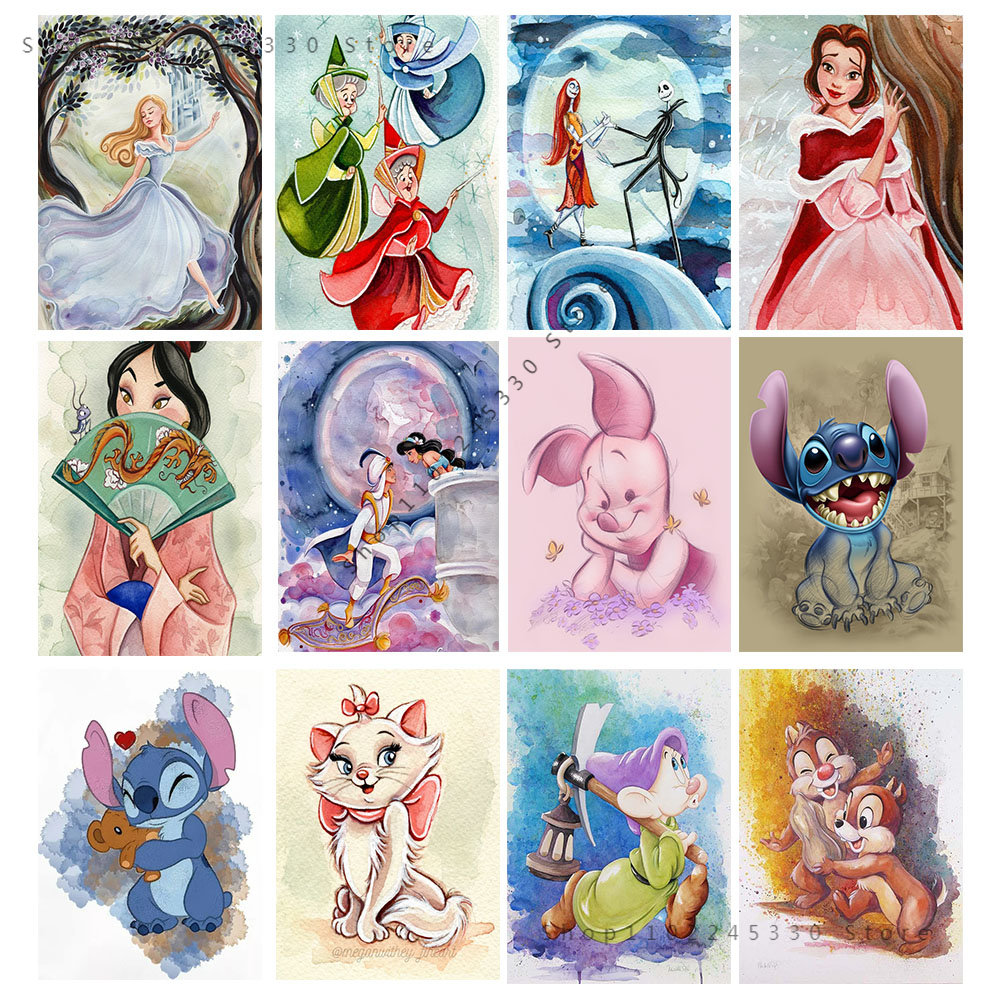 Peinture sur toile de personnages de dessins animés Disney, art mural, princesse Mulan, cadeau pour enfants, affiches et impressions, salon, décoration d'intérieur n° 1