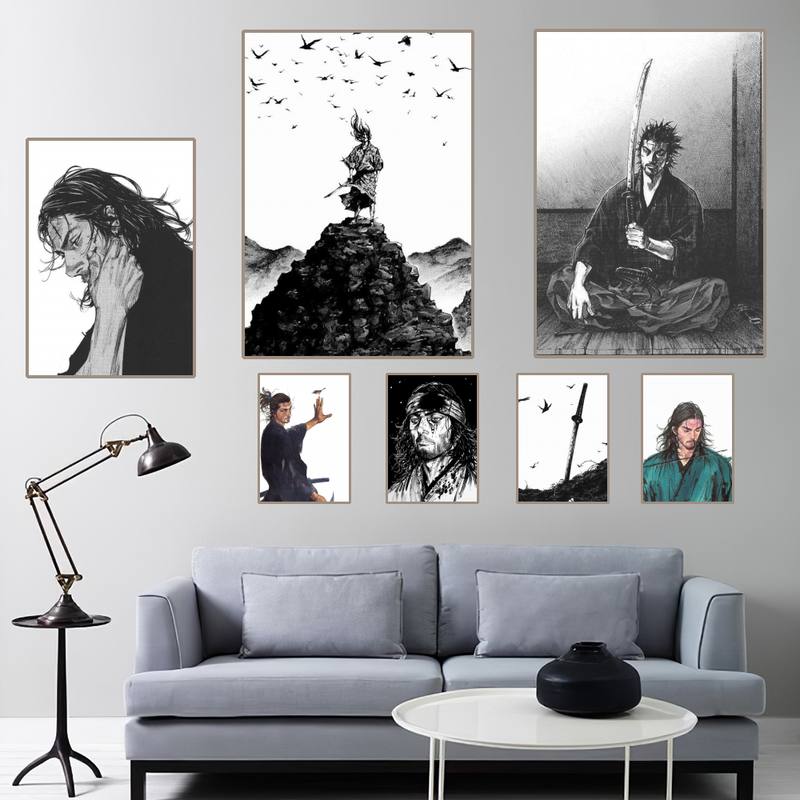 Vagabond Manga Poster Peinture sur toile, Gérer la décoration intérieure n° 1