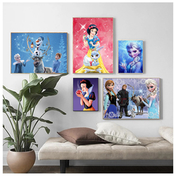 Peinture sur toile de dessin animé de princesse Disney, affiches de princesse Elsa et Anna, impressions de glace réglables, art mural, décor de salon small picture n° 3