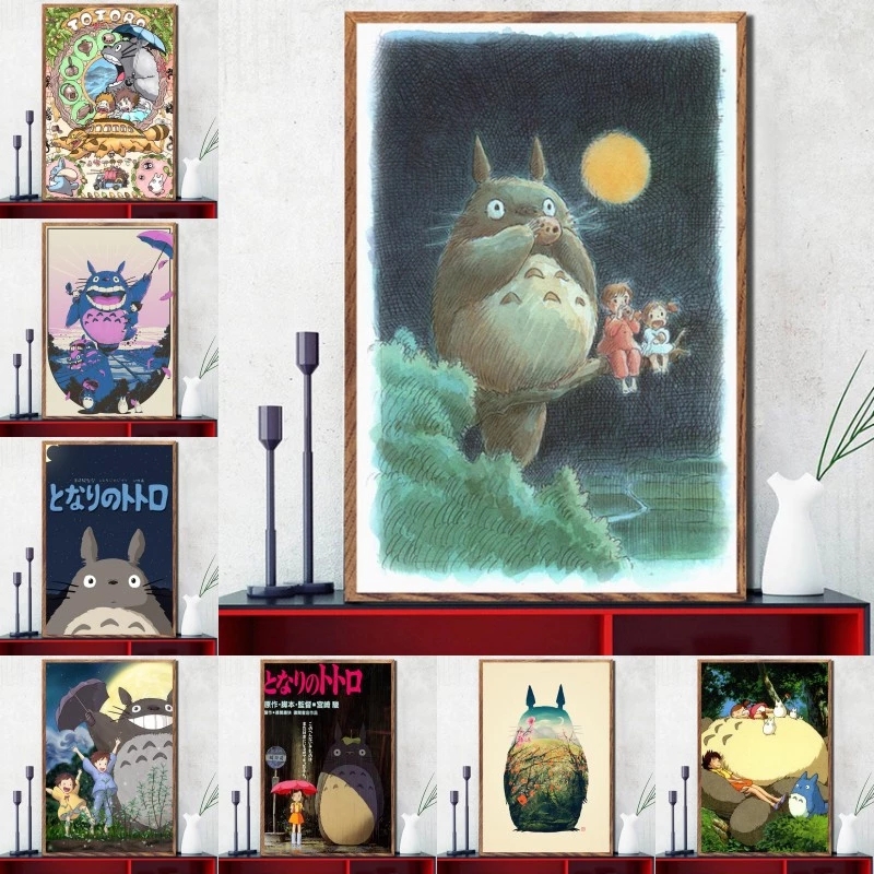 Affiches et impressions Anime Totoro Studio Ghibmovies, Art mural, décor de chambre Kawaii, peinture sur toile, image pour salon, décoration de la maison n° 1