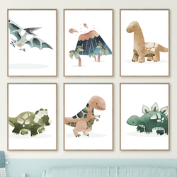 Affiches d'art mural Kawaii Volcano AMP, peinture sur toile nordique, impressions d'arbre de dinosaure, dessin animé, gérer pour bébé, décor de chambre d'enfant small picture n° 1