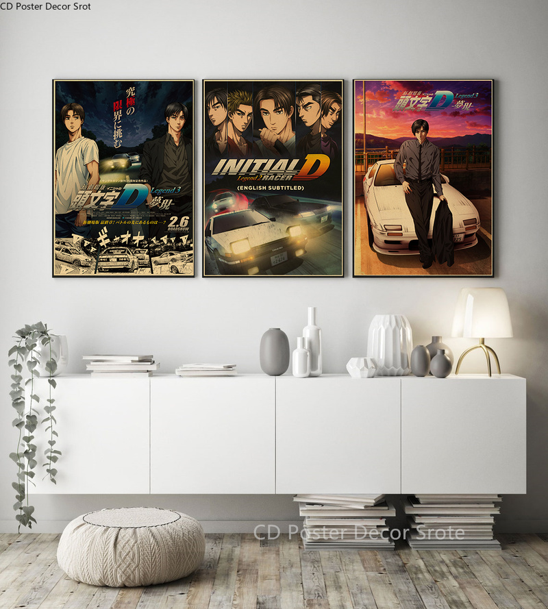 Affiche Vintage en Papier Kraft avec Initial D Anime, Manga Japonais, Bricolage, Décoration de Maison, Chambre, Bar, 73, Art Esthétique, Peinture Murale n° 3