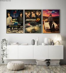 Affiche Vintage en Papier Kraft avec Initial D Anime, Manga Japonais, Bricolage, Décoration de Maison, Chambre, Bar, 73, Art Esthétique, Peinture Murale small picture n° 3