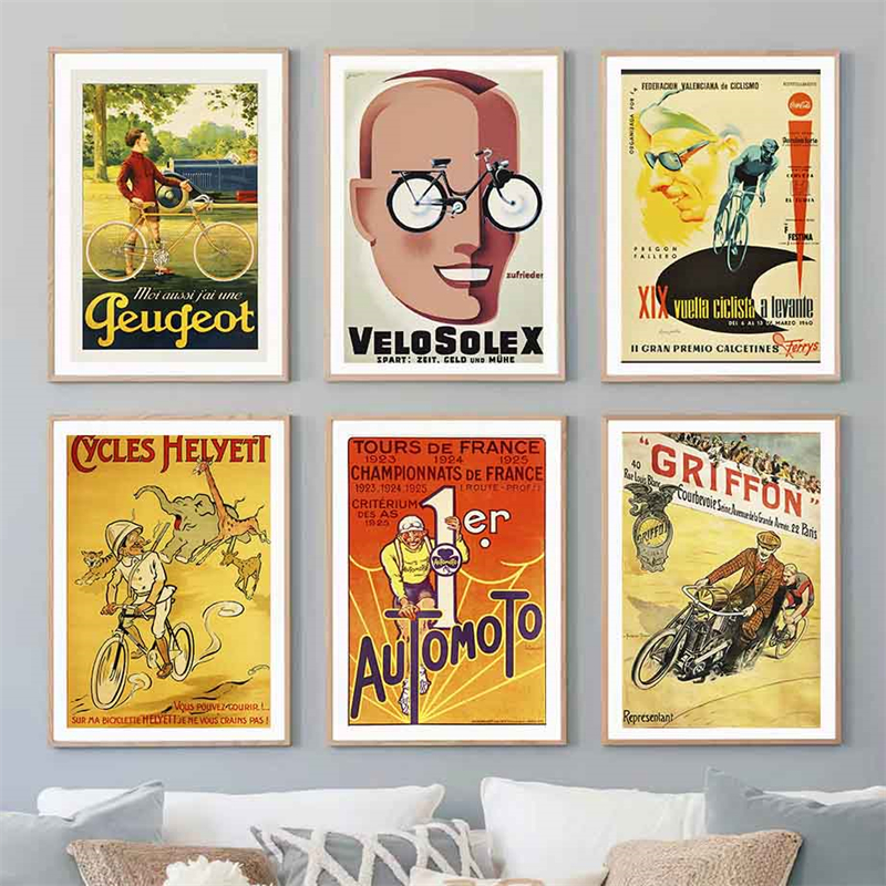 Pop France Vintage Automotive Imaging Tour Poster, Comic Racing Wall Art Factory, Cars and Rally Canvas, HT Aables Bike Room Decor n° 1