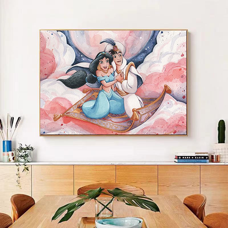 Peinture sur toile de personnages de dessins animés Disney, art mural, princesse Mulan, cadeau pour enfants, affiches et impressions, salon, décoration d'intérieur n° 3