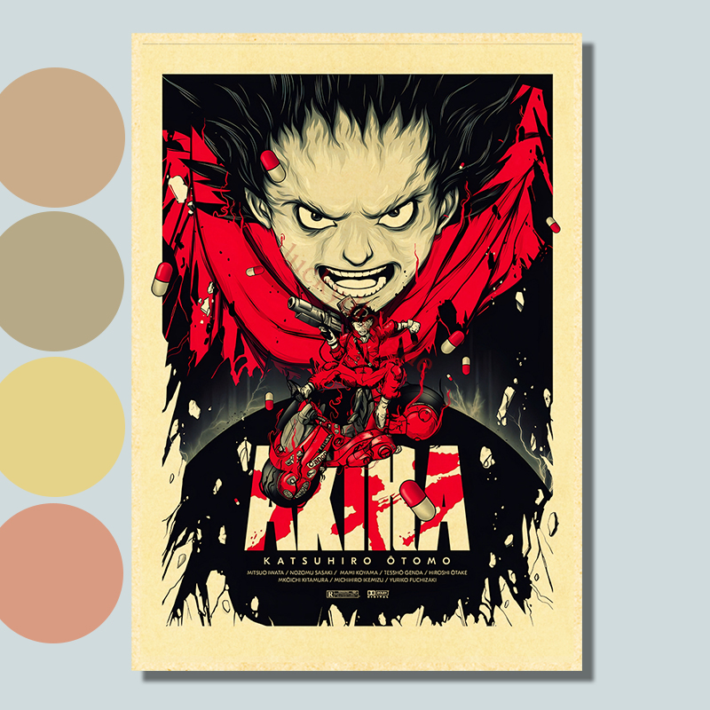 Affiche d'anime Akira sans cadre, décor de chambre, peinture vintage, papier kraft, maison, salon, stickers muraux, peinture d'art n° 4