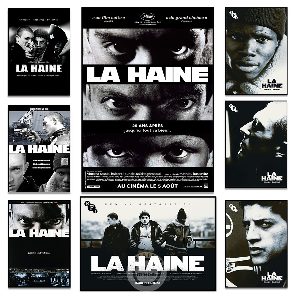 La Haine – affiche Vintage de films, Film d'art mural du drame du Crime français, peinture sur toile, décoration de La maison, 1995 n° 1