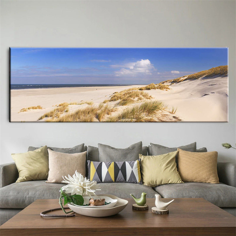 Peinture sur toile paysage Seas550Beach, affiches d'art mural, impressions sans cadre, Sky Island, Sand Dunes Tail, Enge, décoration d'intérieur n° 5