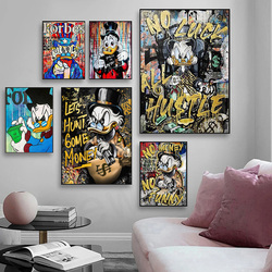 TureDonald Duck McDuck Bitcoin Money Disney Cartoon Graffiti Art mural sur toile, affiche imprimée pour salon, cadeau de décoration d'intérieur, mode small picture n° 3