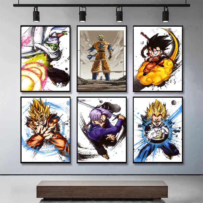 Affiches d'anime classiques sur le mur, Dragon Ball, figurines d'anime périphériques Goku, image d'art, peinture sur toile, photos pour salon n° 3