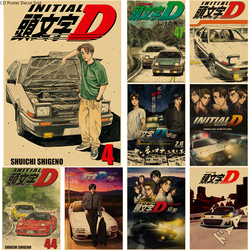 Affiche Vintage en Papier Kraft avec Initial D Anime, Manga Japonais, Bricolage, Décoration de Maison, Chambre, Bar, 73, Art Esthétique, Peinture Murale