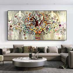 Peinture sur toile murale avec paysage de fleurs, arbre de vie GustAbility Klimt, affiche scandinave, image imprimée pour salon, décoration d'intérieur small picture n° 1