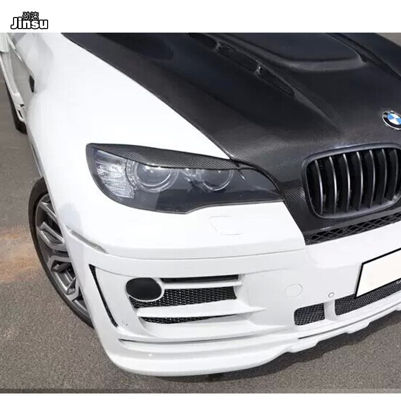 Autocollant de couverture de lampe avant de voiture en fibre de carbone, lumière de sauna, sourcils et yeux, apprêt noir mat, BMW X6 35i 50i XDrive E71 n° 4