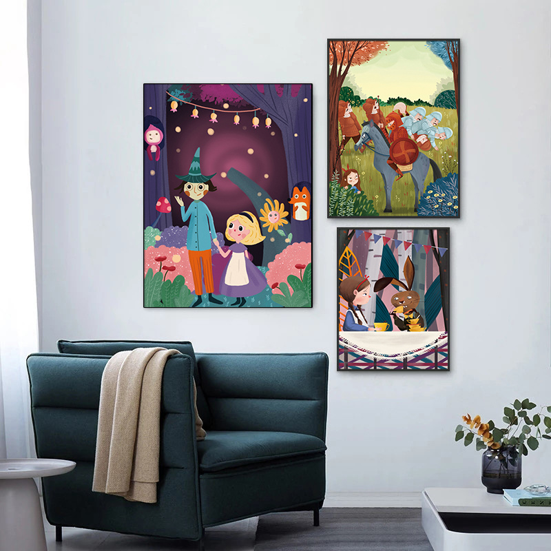 Peinture sur Toile de Dessin Animé Disney Alice au Pays des Merveilles, Affiches Imprimées Mignonnes, Décoration de Chambre d'Enfant, Art Mural, Décor de Maison n° 1