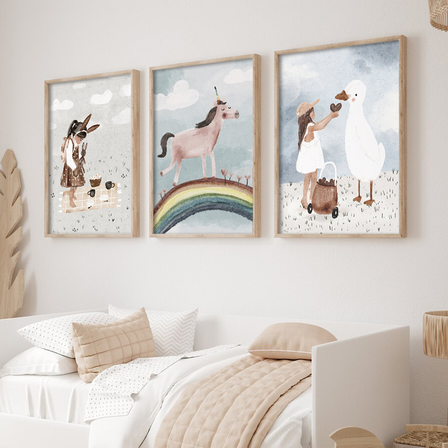 Affiche Murale de Dessin Animé avec Baleine Arc-en-Ciel, Décor de Chambre d'Enfant et Bébé n° 4