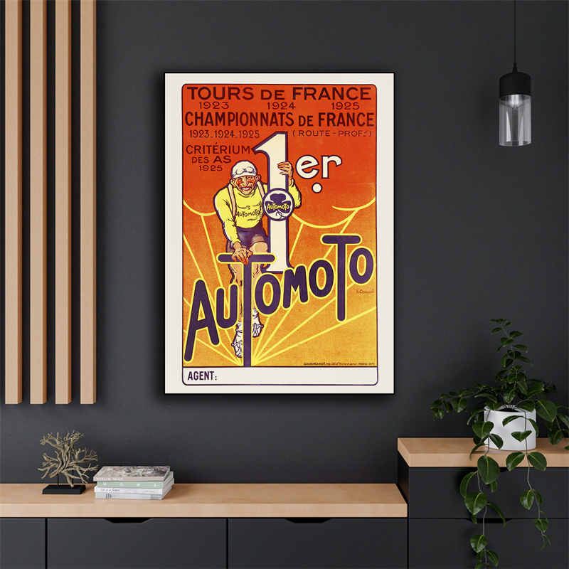 Pop France Vintage Automotive Imaging Tour Poster, Comic Racing Wall Art Factory, Cars and Rally Canvas, HT Aables Bike Room Decor n° 2