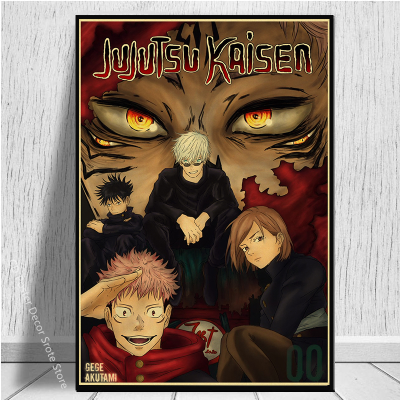 Affiche de collection d'anime classique, Genshin Impact, Death Note, Chainsaw Man, Chain JO Prhonneur, Vintage Room Home Decor Art Wall Painting n° 4