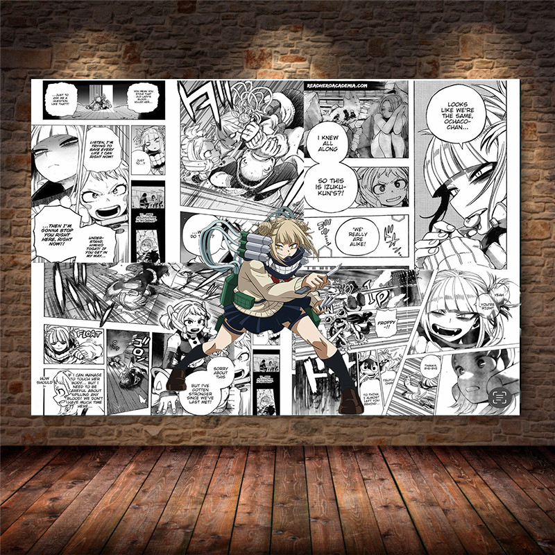 My Hero Academia Anime Figure Poster, Bakugo Tpistolet oki Dine-hawks Cartoon, Black and White Manga Decoration, Canvas Wall Art Decor n° 4