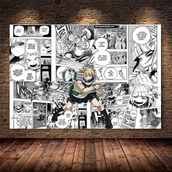 My Hero Academia Anime Figure Poster, Bakugo Tpistolet oki Dine-hawks Cartoon, Black and White Manga Decoration, Canvas Wall Art Decor small picture n° 4