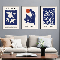 Affiches de peinture sur toile de Matisse, ligne florale abstraite bleue, image imprimée d'art mural, photo pour chambre à coucher, décoration intérieure de la maison, exposition small picture n° 4