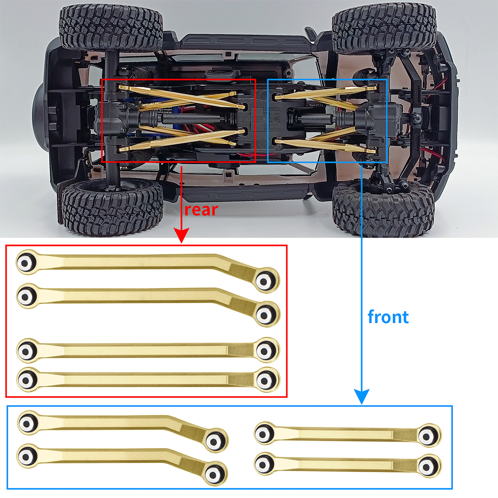 YEAHRUN-Liens de châssis en laiton à dégagement élevé et tringlerie de direction, poids supplémentaire pour 1/18 RC Inoler Car TRX4M, pièces de mise à niveau n° 5