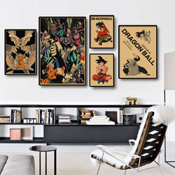 Affiche sur toile, dessin animé japonais, rétro Dragon Ball, Goku, Gohan, Vegeta, Piccolo Friza, peinture murale, cadeau pour enfants small picture n° 2